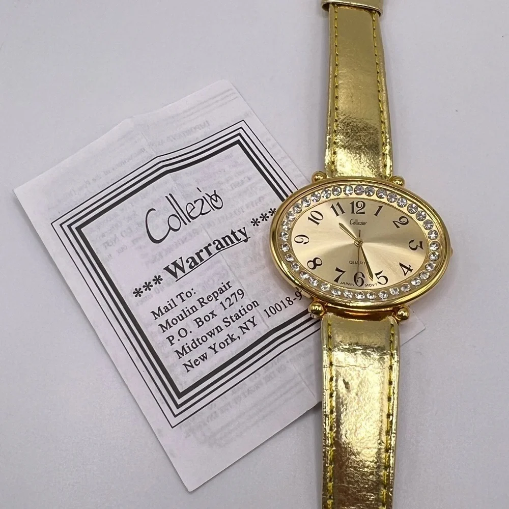 Collezio Gold Tone Crystal Bezel Watch – Needs Battery